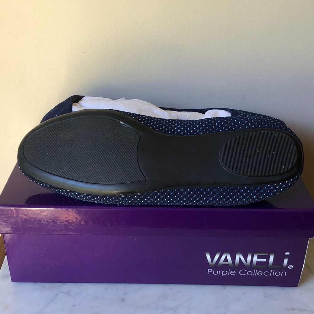 Vaneli Navy Rhinestone-Studded Ballet Flats - Picture 4 of 4